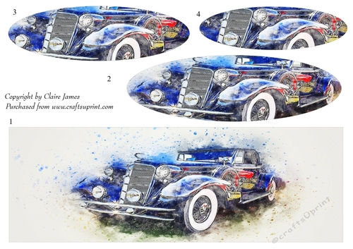 One Sheet Wonders - Water Colour Magic - Custom Car 2 - Easy Cut - 3D Pyramid/pyrimage
