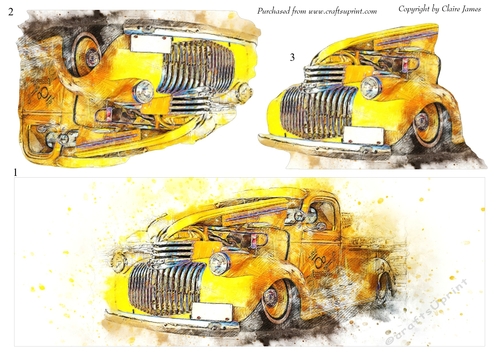 One Sheet Wonders - Water Colour Magic - Custom Car 3 - Easy Cut - 3D Decoupage