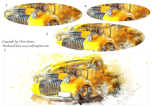 One Sheet Wonders - Water Colour Magic - Custom Car 3 - Easy Cut - 3D Pyramid/pyrimage