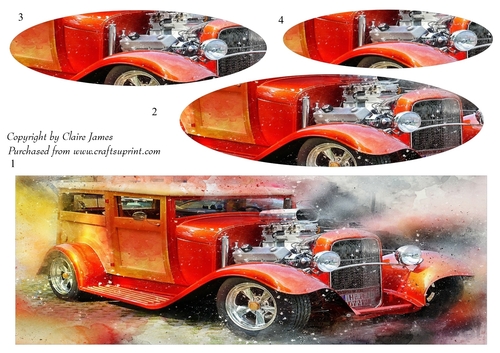 One Sheet Wonders - Water Colour Magic - Custom Car 4 - Easy Cut - 3D Pyramid/pyrimage