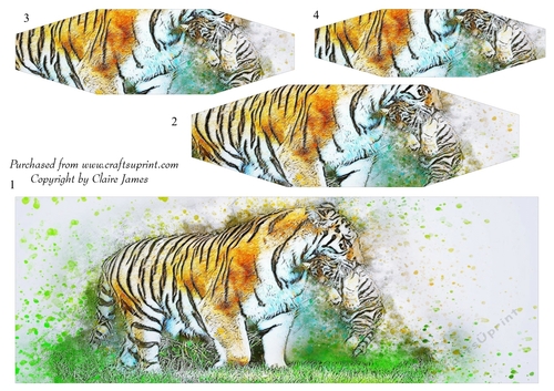 One Sheet Wonders - Water Colour Magic - Tiger Mum - Easy Cut - 3D Decoupage