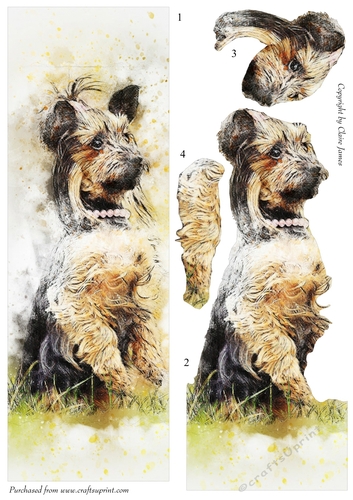 One Sheet Wonders - Water Colour Magic - Attentive Dog - Easy Cut - 3D Decoupage