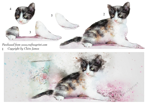 One Sheet Wonders - Water Colour Magic - Kitten - Easy Cut - 3D Decoupage