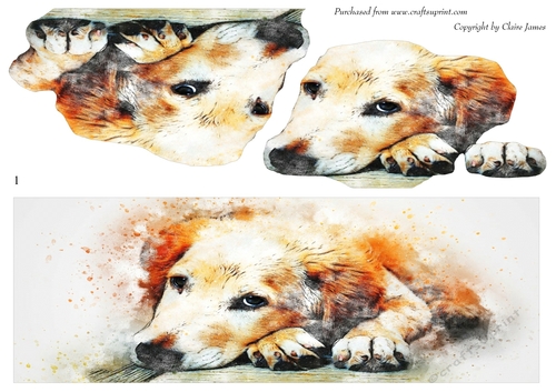 One Sheet Wonders - Water Colour Magic - Golden Retriever - Easy Cut - 3D Decoupage