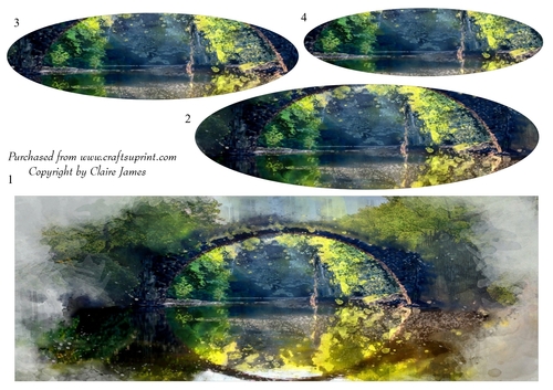 One Sheet Wonders - Water Colour Magic - Reflection Bridge - Easy Cut - 3D Pyramid 