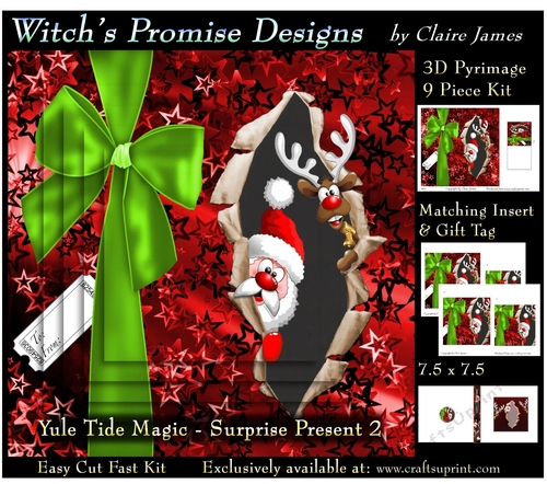Yule Tide Magic -  Surprise Present 2 - 3D Pyrimage/pyramid kit + Insert & Gift Tag