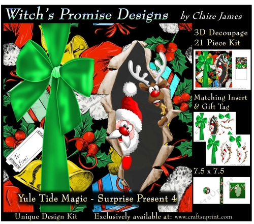 Yule Tide Magic -  Surprise Present 4 - 3D Decoupage kit + Insert & Gift Tag