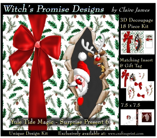 Yule Tide Magic -  Surprise Present 6 - 3D Decoupage kit + Insert & Gift Tag