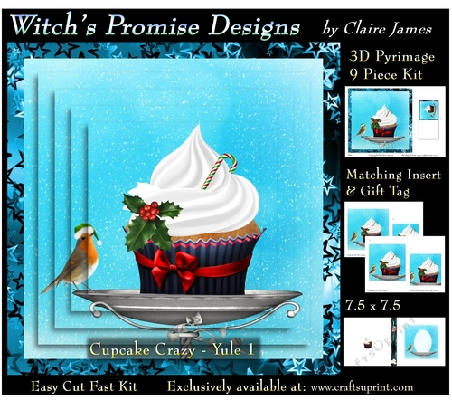 Cupcake Crazy - Yule 1 - 3D Pyrimage/pyramid kit + Insert & Gift Tag