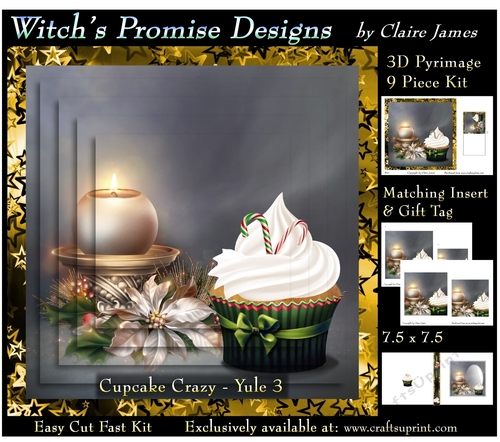 Cupcake Crazy - Yule 3 - 3D Pyrimage/pyramid kit + Insert & Gift Tag