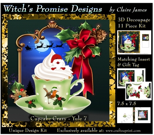 Cupcake Crazy - Yule 7 - 3D Decoupage kit + Insert & Gift Tag
