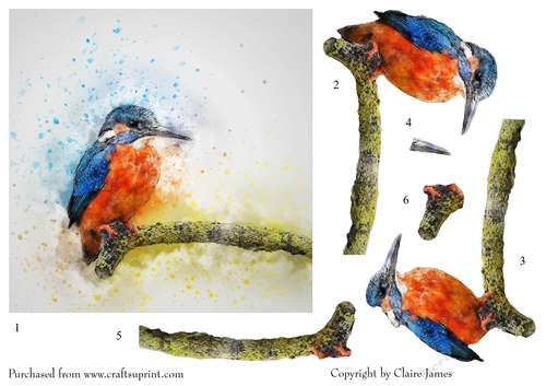 One Sheet Wonders - Water Colour Magic - Kingfisher - Easy Cut - 3D Decoupage