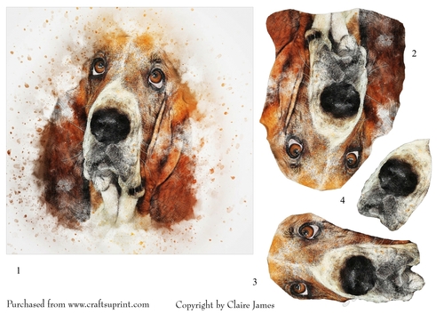 One Sheet Wonders - Water Colour Magic - Blood Hound - Easy Cut - 3D Decoupage
