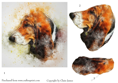 One Sheet Wonders - Water Colour Magic - Blood Hound 2 - Easy Cut - 3D Decoupage