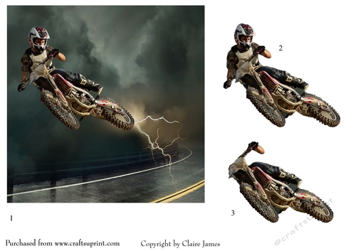One Sheet Wonders - Off Road Bike Lightening Power - Easy Cut - 3D Decoupage