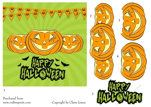 One Sheet Wonders - Halloween, All Hallows, Day Of The Dead 4 - Easy Cut - 3D Decoupage