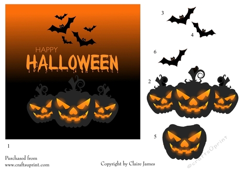 One Sheet Wonders - Halloween, All Hallows, Day Of The Dead 5 - Easy Cut - 3D Decoupage
