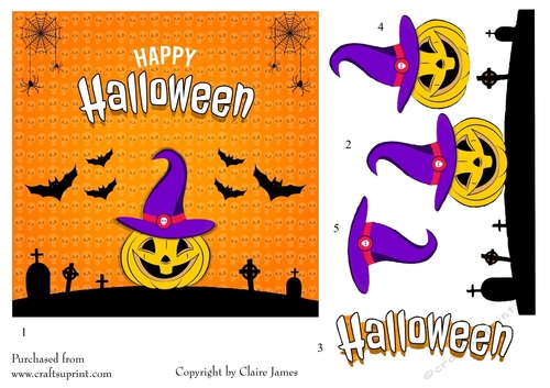 One Sheet Wonders - Halloween, All Hallows, Day Of The Dead 07 - Easy Cut - 3D Decoupage