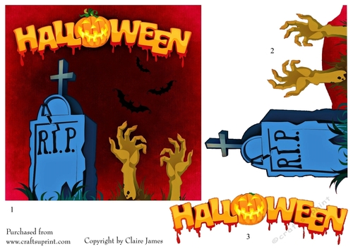 One Sheet Wonders - Halloween, All Hallows, Day Of The Dead 12 - Easy Cut - 3D Decoupage