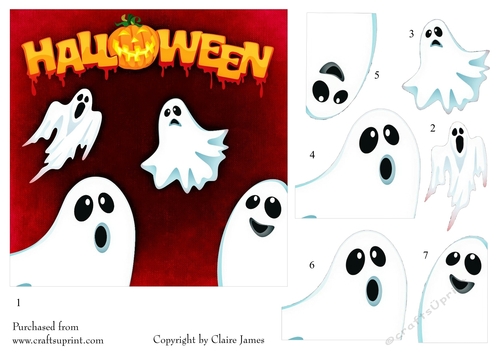 One Sheet Wonders - Halloween, All Hallows, Day Of The Dead 16 - Easy Cut - 3D Decoupage