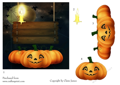 One Sheet Wonders - Halloween, All Hallows, Day Of The Dead 19 - Easy Cut - 3D Decoupage