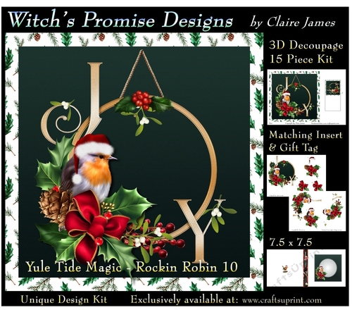 Yule Tide Magic - Rockin Robin 10 - 3D Decoupage kit + Insert & Gift Tag