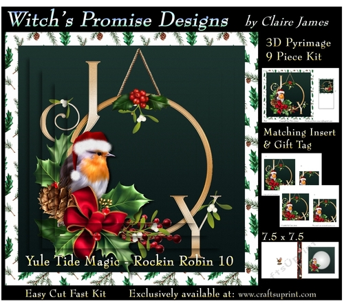 Yule Tide Magic - Rockin Robin 10 - 3D Pyramid kit + Insert & Gift Tag