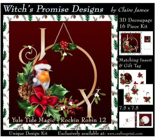 Yule Tide Magic - Rockin Robin 12 - 3D Decoupage kit + Insert & Gift Tag