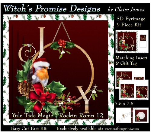 Yule Tide Magic - Rockin Robin 12 - 3D Pyramid kit + Insert & Gift Tag
