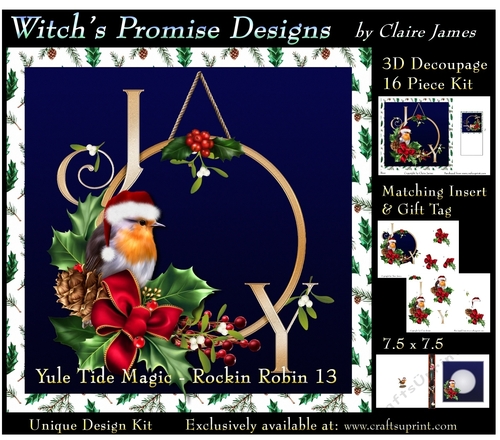 Yule Tide Magic - Rockin Robin 13 - 3D Decoupage kit + Insert & Gift Tag