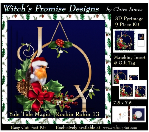Yule Tide Magic - Rockin Robin 13 - 3D Pyramid kit + Insert & Gift Tag