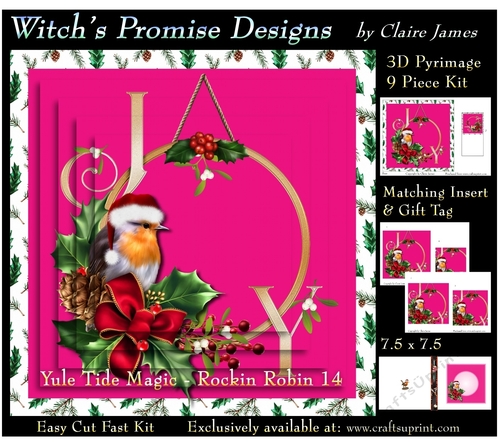 Yule Tide Magic - Rockin Robin 14 - 3D Pyramid kit + Insert & Gift Tag