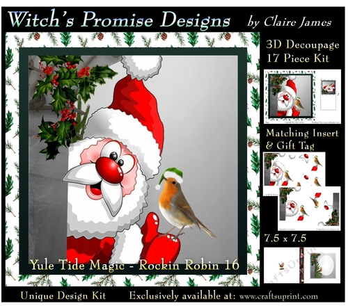 Yule Tide Magic - Rockin Robin 16 - 3D Decoupage kit + Insert & Gift Tag