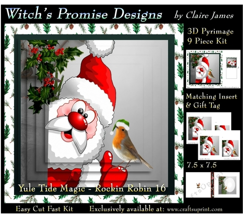 Yule Tide Magic - Rockin Robin 16 - 3D Pyramid kit + Insert & Gift Tag