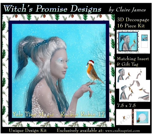Yule Tide Magic - Rockin Robin 17 - 3D Decoupage kit + Insert & Gift Tag
