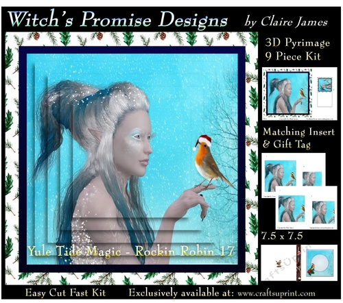 Yule Tide Magic - Rockin Robin 17 - 3D Pyramid kit + Insert & Gift Tag