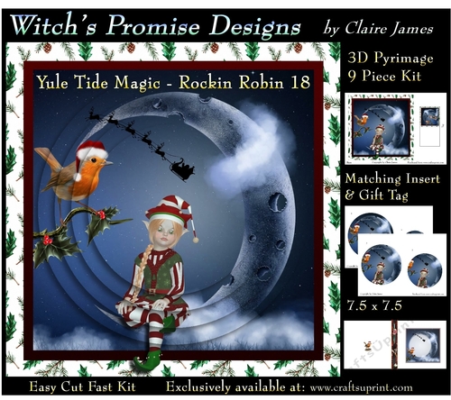Yule Tide Magic - Rockin Robin 18 - 3D Pyramid kit + Insert & Gift Tag