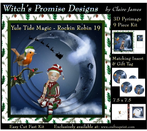 Yule Tide Magic - Rockin Robin 19 - 3D Pyramid kit + Insert & Gift Tag