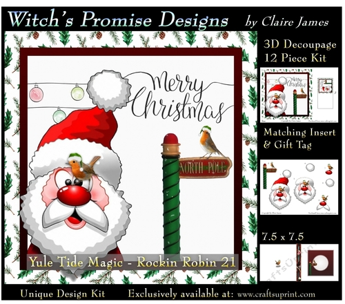Yule Tide Magic - Rockin Robin 21 - 3D Decoupage kit + Insert & Gift Tag