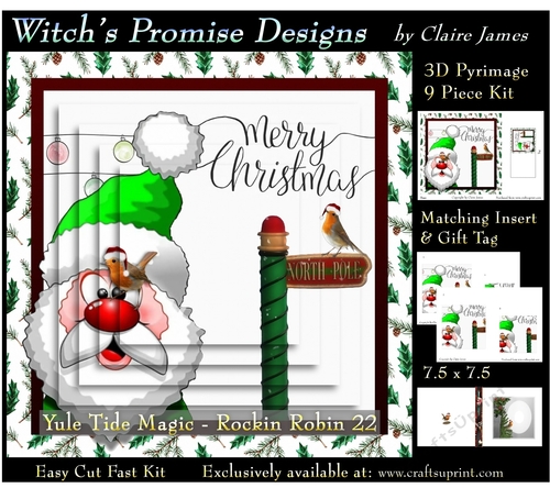 Yule Tide Magic - Rockin Robin 22 - 3D Pyramid kit + Insert & Gift Tag
