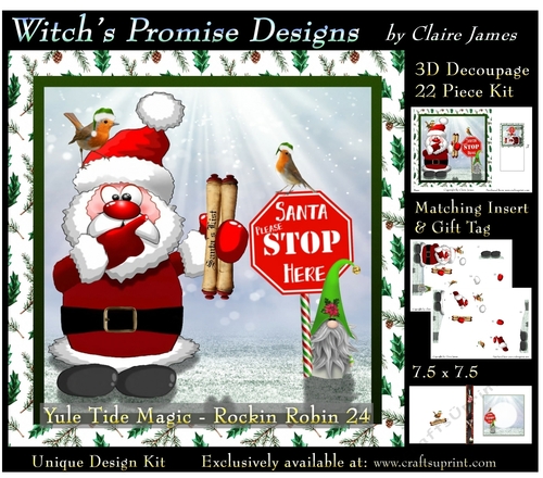 Yule Tide Magic - Rockin Robin 24 - 3D Pyramid kit + Insert & Gift Tag
