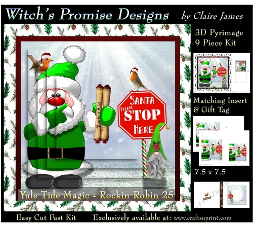 Yule Tide Magic - Rockin Robin 25 - 3D Pyramid kit + Insert & Gift Tag