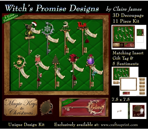 The Magic Keys To Christmas 1 - 3D Decoupage kit + Insert & Gift Tag
