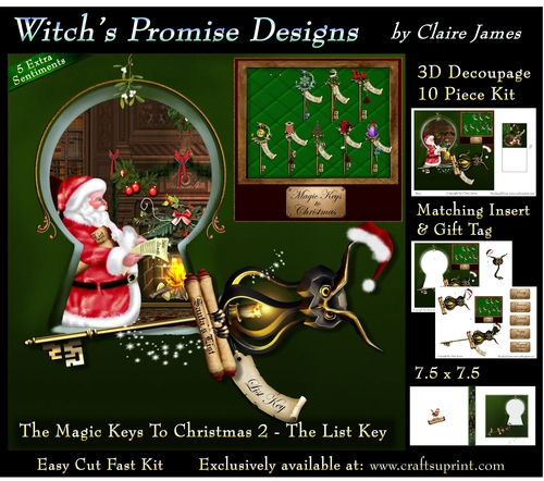 The Magic Keys To Christmas 2 - The List Key - 3D Decoupage kit + Insert & Gift Tag