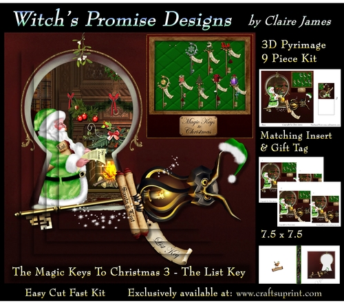 The Magic Keys To Christmas 3 - The List Key - 3D Pyramid kit + Insert & Gift Tag