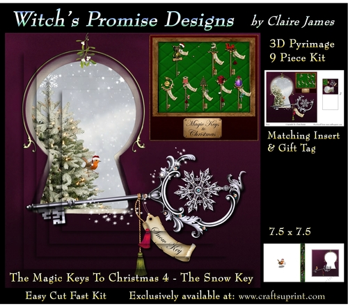 The Magic Keys To Christmas 4 - The Snow Key - 3D Pyramid kit + Insert & Gift Tag