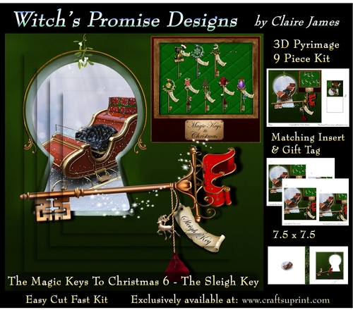 The Magic Keys To Christmas 6 - The Sleigh Key - 3D Pyramid kit + Insert & Gift Tag
