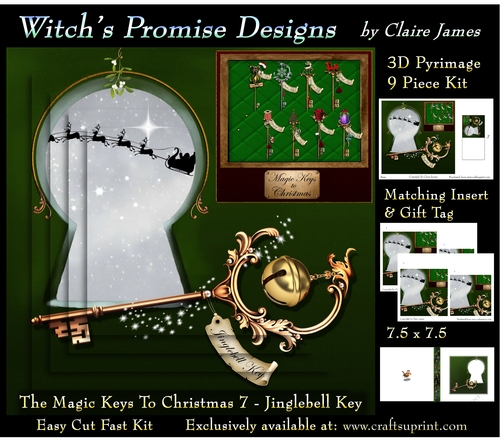 The Magic Keys To Christmas 7 - The Jinglebell Key - 3D Pyramid kit + Insert & Gift Tag