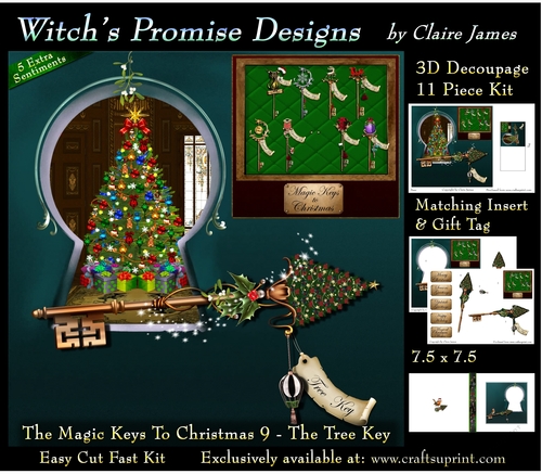 The Magic Keys To Christmas 9 - The Tree Key - 3D Decoupage kit + Insert & Gift Tag