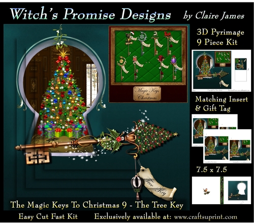 The Magic Keys To Christmas 9 - The Tree Key - 3D Pyramid kit + Insert & Gift Tag